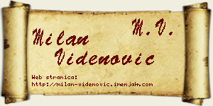 Milan Videnović vizit kartica